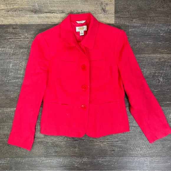 Talbots pink Irish linen blazer suit jacket size 2 petite 2P B52 - Picture 1 of 4